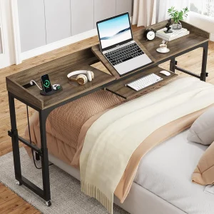 Height Adjustable Overbed Table with Wheels